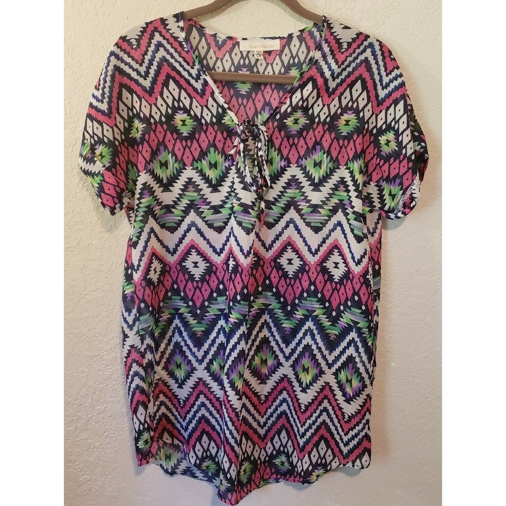 Francescas Colorful Ikat Design Swimsuit Coverup Size S/M